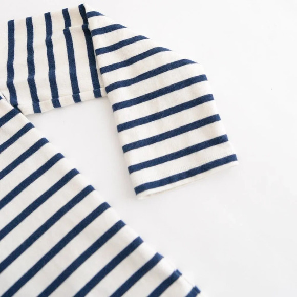 Madewell White Navy Stripe Half Sleeve A-Line Heavy Knit Shift Midi Dress XXS - Picture 4 of 9